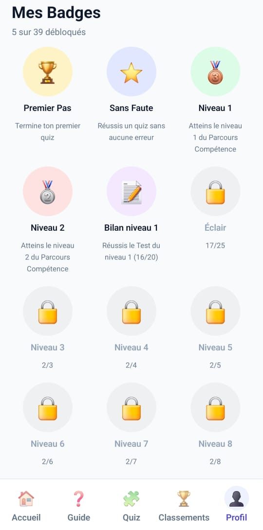 Badges à débloquer