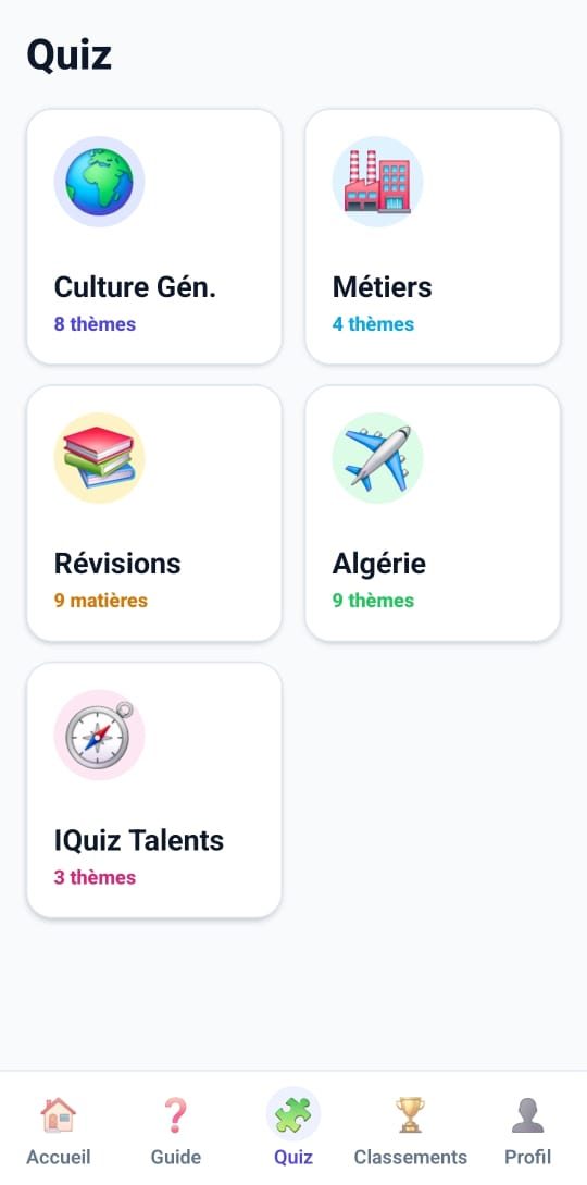 Des univers de quiz